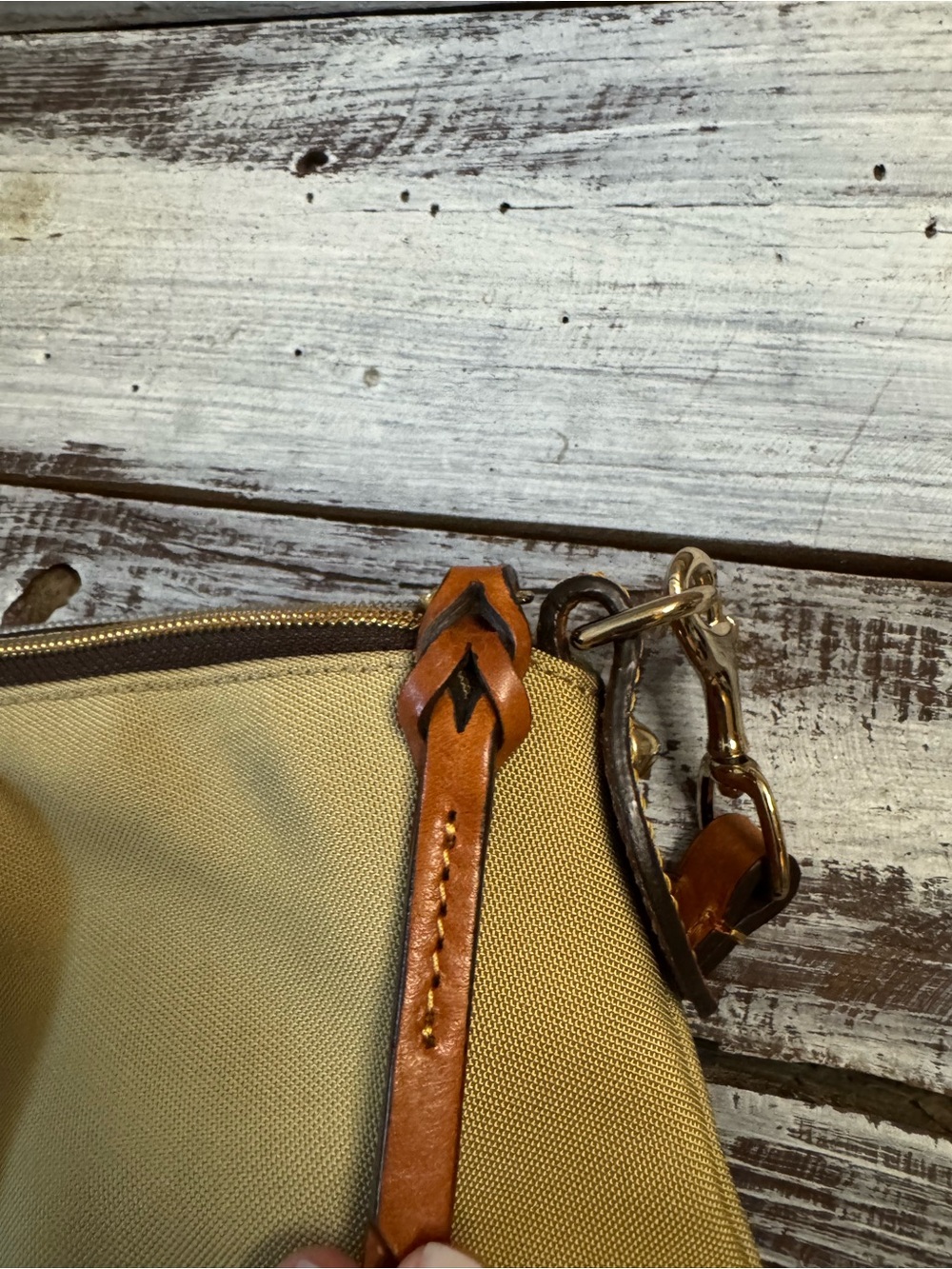 Dooney & Bourke Tan Canvas Satchel with Brown Leather Handles - Picture 9 of 15